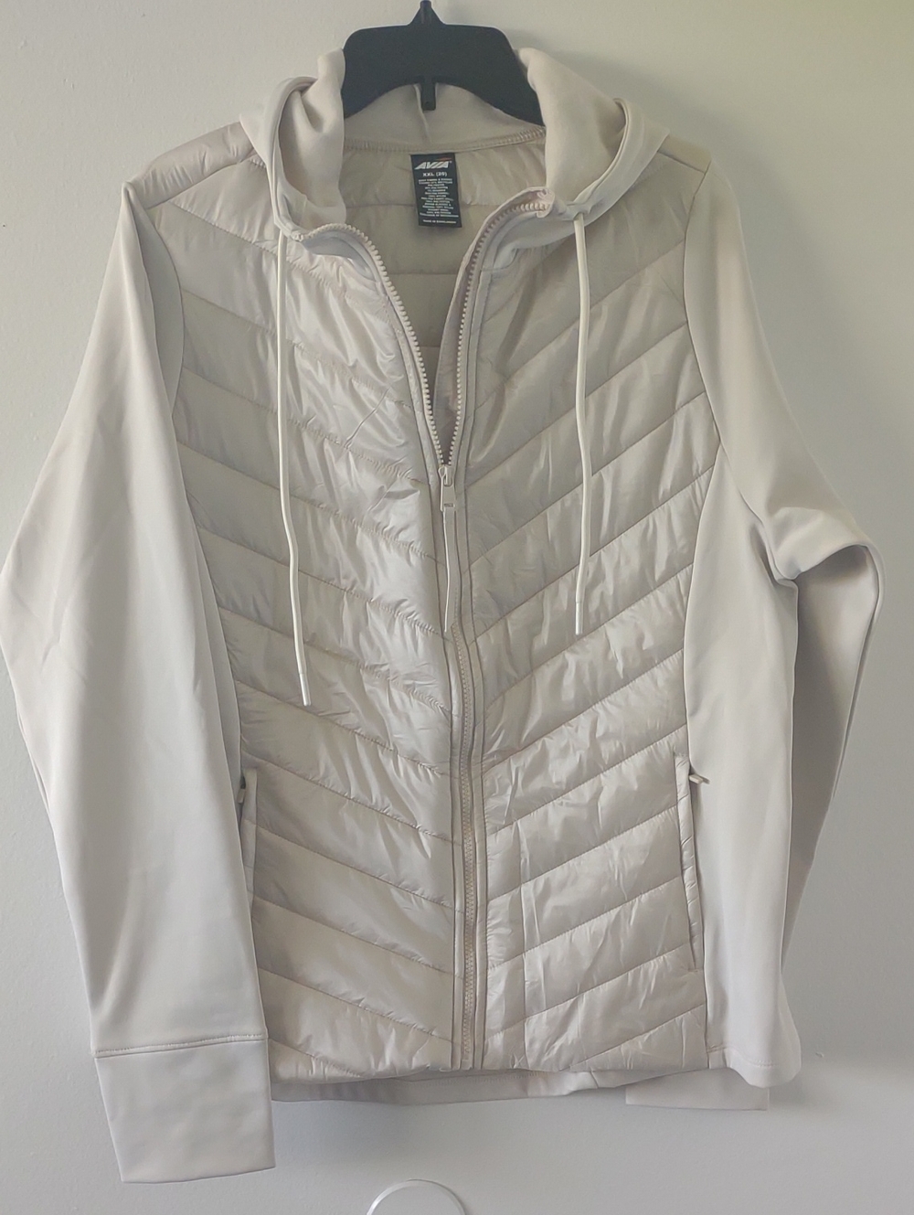 Avia Hooded Quilted Puffer Jacket Women's XXL 20 Cream Lightweight Athleisure
